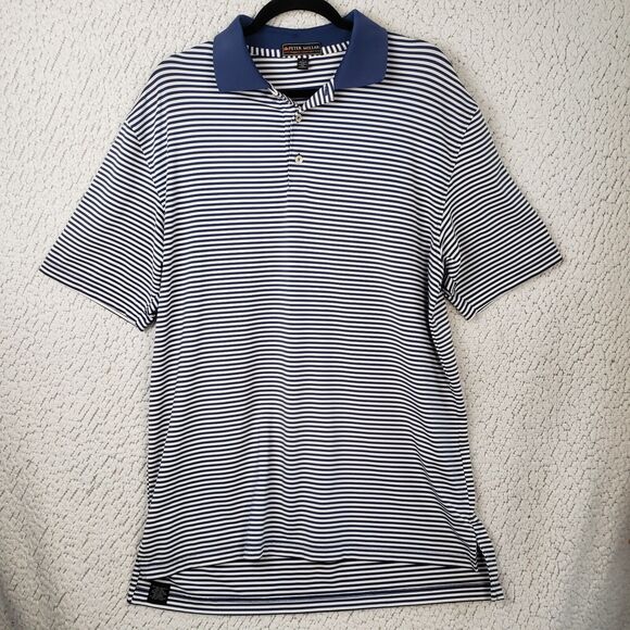 Peter Millar Polo Shirt Mens L Striped Golf Casual Luxecore Resortwear 44x29 - Picture 1 of 10